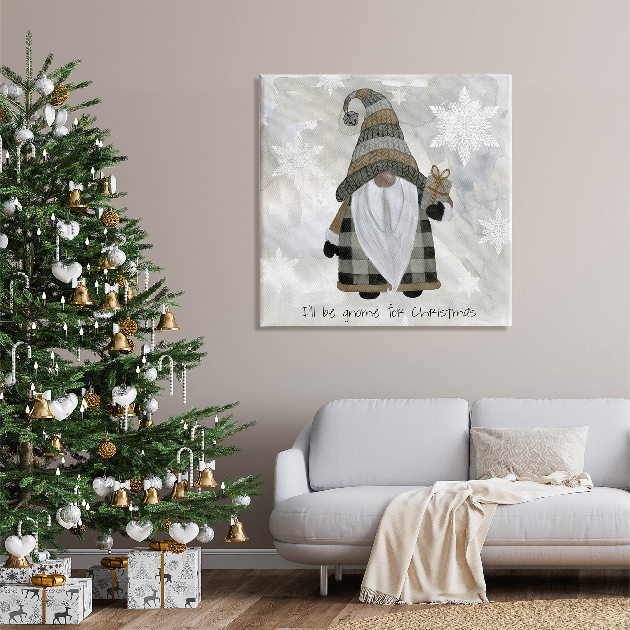 Stupell Industries Gnome For Christmas Phrase Graphic Art Gallery Wrapped Canvas Print Wall Art, Design by Livi Finn