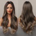thumbnail image 5 of Pelucas europeas y americanas, cabello largo y rizado para mujer, ondas grandes, temperamento gradual, cabello medio rizado, fibra de seda de alta temperatura, 24 pulgadas al día, 5 of 5