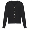 thumbnail image 4 of HAPIMO Women's Fashion Shirts V-Neck Pullover Long Sleeve Blouse Classic Solid Color Button Chiffon Tops Cozy Casual Sweatshirt T-Shirt Clothes for Women Black L, 4 of 9