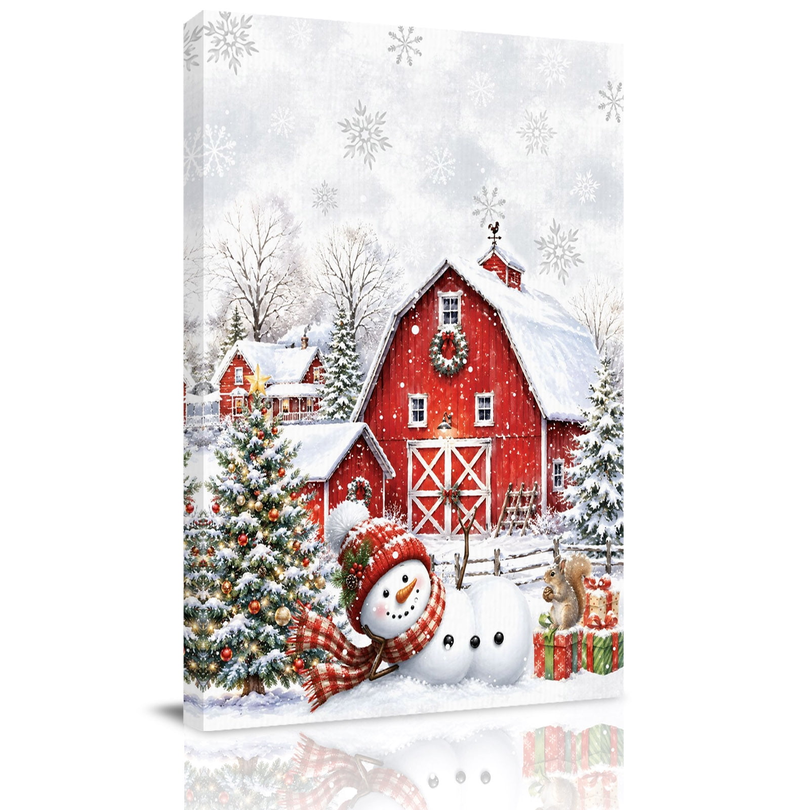 Canvas Wall Art Merry Christmas Framed Canvas Prints for Kitchen Bedroom Farmhouse Snowman Xmas Tree Snowflake Small Gallery Wrapped Wall Decor for Home Office Gifts 8 x12 Ship Next Day