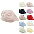 thumbnail image 4 of ZACPNCV Kids Beret Hat Toddler Winter Knitted Beanie Cap with Cute Flower Little Girls French Hat Purple Free Size, 4 of 4