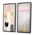 thumbnail image 3 of Designart "Retro Geometry Pink Gold Full Moon Bloom VIII" Modern Geometric Framed Wall Art Set Of 2 - Modern Pink Gallery Wall Frame Set For Home Decor, 3 of 6