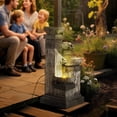 thumbnail image 2 of Outsunny 4-Tier 33.5" Outdoor Waterfall Fountain with LED Lights, Pump Grey, 2 of 10