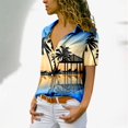 thumbnail image 2 of Hauts d'Été pour Femmes Chemise Décontractée à Imprimé Mode à Manches Courtes Bleu L, 2 of 5