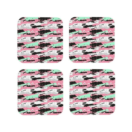 

Drink Coasters Set of 4 Digital Camouflage Leather Coasters for Coffee Table Protector Heat Resistant Cute Coasters for Home Decor Housewarming Gifts Bar Kitchen 4 Inch Square