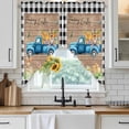 thumbnail image 6 of Black Plaid Easter Swag Valances for Windows, Kitchen Window Curtains Over Sink, Truck Spring Floral Bunny Animals Wooden Window Treatment Curtains for Living Room/Bedroom 2 Panel Sets 36"x45", 6 of 8
