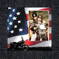 Classic Motorcycle with the America Flag Personalized Picture Frame, 10X10 9753