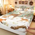 thumbnail image 4 of Manfei Forest Moose Bed Sheets, Merry Christmas Animal Full Size Sheets, White Tan, 4-Piece, 1 Flat Sheet, 1 Fitted Sheet and 2 Pillowcases, 4 of 6