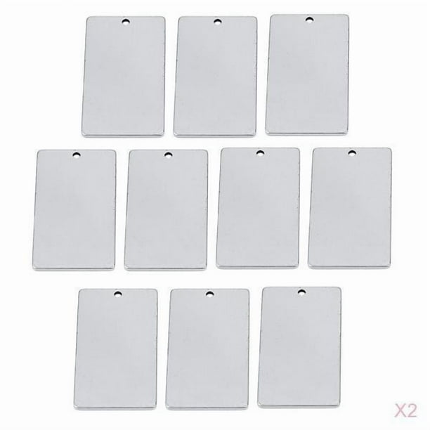 20x Rectángulo de metal en blanco para grabado y estampado 9x25mm