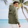 thumbnail image 7 of JoveMarine Unisex UPF 50+ Summer Jacket - Lightweight Sun Protection Hoodie for Men Quick Dry Waterproof Breathable Couple Skin Sun Protection for Hiking Running,Army Green L, 7 of 7