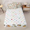 thumbnail image 4 of Castle Fairy Cute Fox Bear Monkey Zebra Zipper Twin Comforter Sets with Fitted Sheet and 2 Pillowcases,Happy Camping Animal Zipper Bedding Set,Off White Green,Reversible,4-Piece, 4 of 6