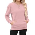 thumbnail image 5 of TARAINYA Women Long Sleeve Oversized Sweatshirt Casual Crewneck Pullover Kangaroo Pockets X Decoration, 5 of 8