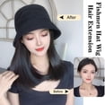 thumbnail image 5 of RYGRZJ Dark Brown Japanese Style Wig Hat All-In-One Female Spring And Summer Net Red Bucket Fisherman Hat Medium Long Hair Inner Buckle Full Head Cover Clavicle Straight, 5 of 5