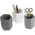 thumbnail image 6 of MyGift Set of 3 Hexagon Multi-colored Concrete Pen Holders, Stationery Storage, 6 of 7