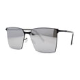 thumbnail image 3 of Mens Slim Metal Rim Modern Slick Rectangular Mogul Sunglasses Black Silver Mirror, 3 of 4
