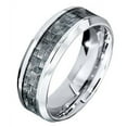 thumbnail image 3 of Tungsten Wedding Band Ring 8mm Men's Engagement Silver with Gray Carbon Fiber Inlay Comfort Fit, 3 of 4