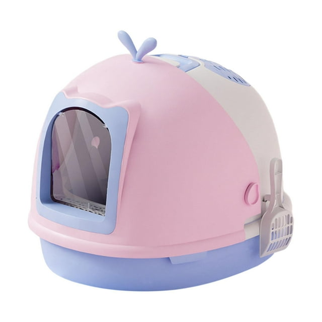 Caja de Arena para Gatos jinwen con Tapa y Capucha azul rosa