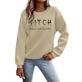 thumbnail image 4 of KHONTS Witch Woman in Total Control Here Sweatshirt Witch Shirts for Women Funny Halloween Graphic Crewneck Pullover Tops Khaki L, 4 of 5