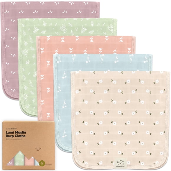 Set de 5 Paños de Babero de Muselina Orgánica KeaBabies 51x26 cm