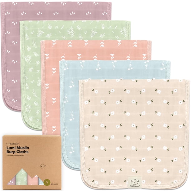 Set de 5 Paños de Babero de Muselina Orgánica KeaBabies 51x26 cm