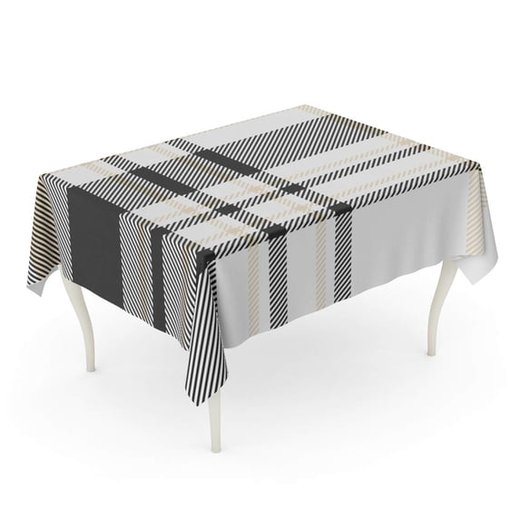 LADDKE Tan Plaid Printing Pattern Check Patten in Palette of Black Beige and White Traditional Tablecloth Table Desk Cover Home Party Decor 60x84 inch