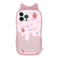thumbnail image 4 of Compatible con funda para iPhone 13, color crema fresa + pulsera con bonito patrón, suave TPU para iPhone 13, funda para mujer, protección para orificios de cámara, funda para iPhone 13 de 6,1 pulgada, 4 of 4
