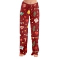 thumbnail image 5 of Women's Casual Fashion Christmas Pajama Pants, Long Sleepwear Trousers for Sports and Home Use, Comfortable and Soft Material for Nightwear and Lounging,Deep Red,2XL, 5 of 6