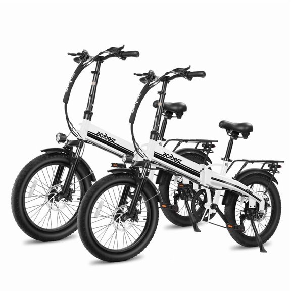 Folding Electric Bike for Adults 750W, 20Mph Top Speed, 20" Fat Tire Folding Electric Bicycle, 48V 10.4Ah Removable Battery Ebike with 35 Speed and Front Suspension UL 2849 Certified (White)*2