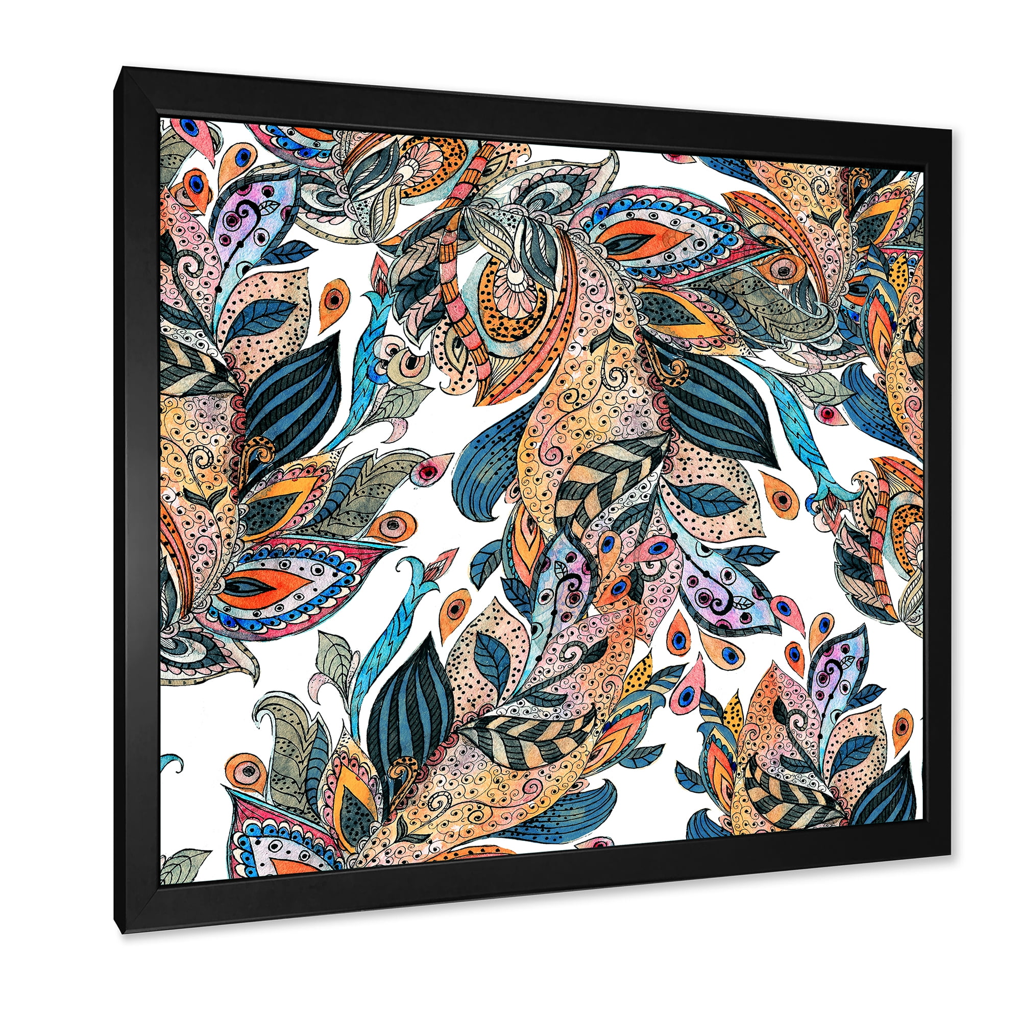 Designart 'Floral Seamless Abstract Texture Pattern' Traditional Framed Art Print