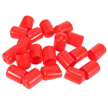 

20Pcs Rubber End 19Mm ID PVC Round Tube Bolt Cap Cover Screw Thread Protectors Red