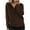 Coffee, variant on XFLWAM Women's Lapel V Neck Ribbed Zipper Up Knit Pullover Jumper Solid Color Knitwear Long Sleeve Cardigan Sweaters Brown S