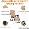 thumbnail image 4 of Chaise Longue de Patio Extérieure Zéro Gravité avec Oreiller Pliable Inclinable et Textilène Chaises Longues Pliantes Réglables pour Extérieur 66cm Noir, 4 of 6