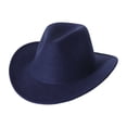 thumbnail image 2 of Women and Men's Cowboy Hat Solid Color Felt Roll Up Brim Cowgirl Hat, 2 of 8