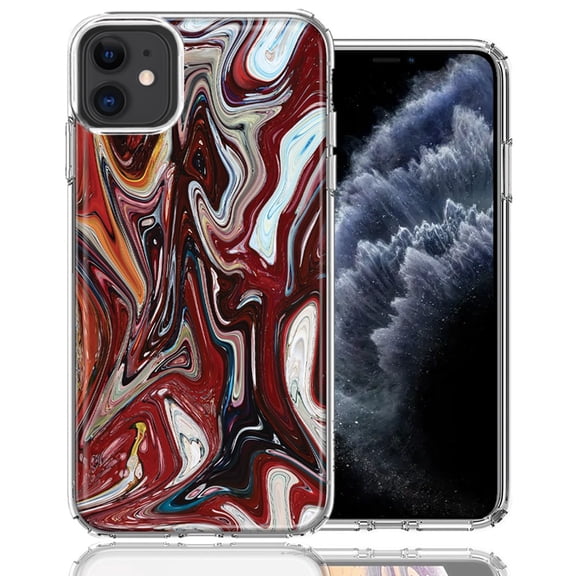 MUNDAZE For Apple iPhone 12 Mini Red White Abstract Design Double Layer Phone Case Cover