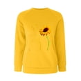 thumbnail image 4 of Womens Sweatshirt Trendy Round Neck Raglan Long Sleeved Retro Super Dandelion Cat Print Fall Outwear,Yellow,L, 4 of 5