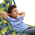 thumbnail image 1 of Botanical Lounger Chair Bag, Summer Toned Palm Leaves Along Hibiscus Blossoms Tropic Essence Paradise, High Capacity Storage with Handle Container, Lounger Size, Yellow Navy Blue, by Ambesonne, 1 of 5