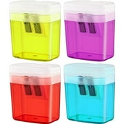 Enday Dual Manual Pencil Sharpeners, Multicolor, 4 Count, 4 Pack