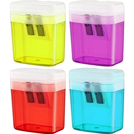 Enday Dual Manual Pencil Sharpeners, Multicolor, 4 Count, 4 Pack