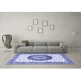 thumbnail image 3 of Ahgly Company Indoor Round Medallion Blue Traditional Area Rugs, 3' Round, 3 of 4