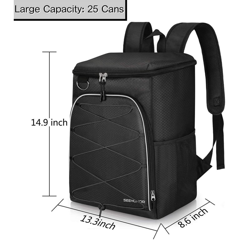 SEEHONOR Insulated Cooler Backpack Leakproof Soft Cooler Bag Lightweight  Backpack Cooler for Lunch Picnic Fishing Hiking Camping Park Beach, 25  Cans