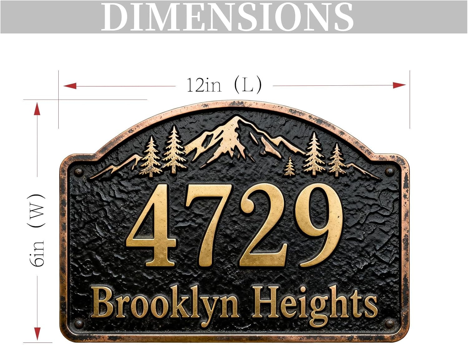 Personalized Cast Metal Address Plaque Vintage Custom House Number Sign Outside Street Mailbox Address Classic Wall Antique Brass Signs Durable Weather Resistant