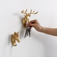 thumbnail image 5 of Paquete de 4 ganchos de pared creativos, astas, elefante, rinoceronte, caballo y oveja, gancho de pared individual, ganchos montados en la pared para abrigo, bolso, toalla, 5 of 5