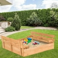 thumbnail image 2 of Gymax Kids Large Wooden Sandbox Outdoor Cedar Sandpit with 2 Bench Seats, 2 of 10
