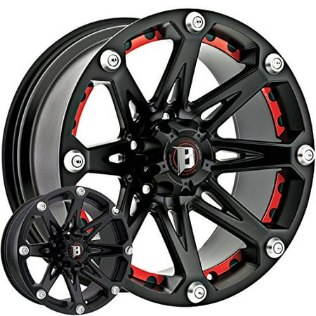 - Ballistic 814 Jester 17x9.0 Flat Black Wheel with Removable Red Inserts 8x170mm Bolt Pattern / -12mm Offset / 130.8mm Hub Bore