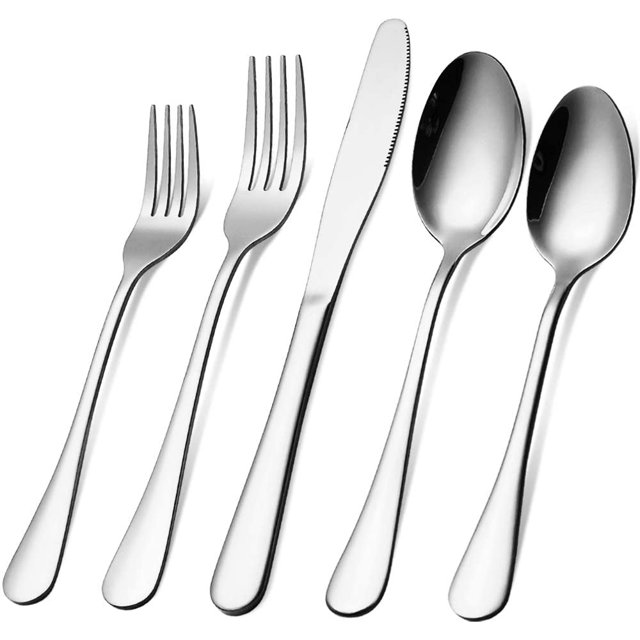 Silverware Set ,Flatware set ,15 Piece , Eating Utensils Set Stainless Steel Kitchen Tableware Cutlery, Includes Dinner Knives/Forks/Spoons/Teaspoons/Salad forks Service for 3 (Shiny Silver)