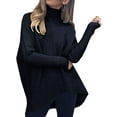thumbnail image 2 of MOSHU Oversized Turtleneck Sweater for Women Asymmetric Hem Pullover Sweaters Top, 2 of 7