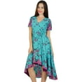 thumbnail image 1 of Bimba Robe Droite Asymétrique pour Femmes avec Poches Imprimé Coton Classique Midi, 1 of 9