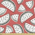 thumbnail image 1 of Summer Sofa Upholstery Fabric by the Yard, Pop Art Style Grunge Toned Watermelon Slices Freshness Fruits of the Season, Decorative Fabric for DIY and Home Accents, Coral Grey White by Ambesonne, 1 of 5