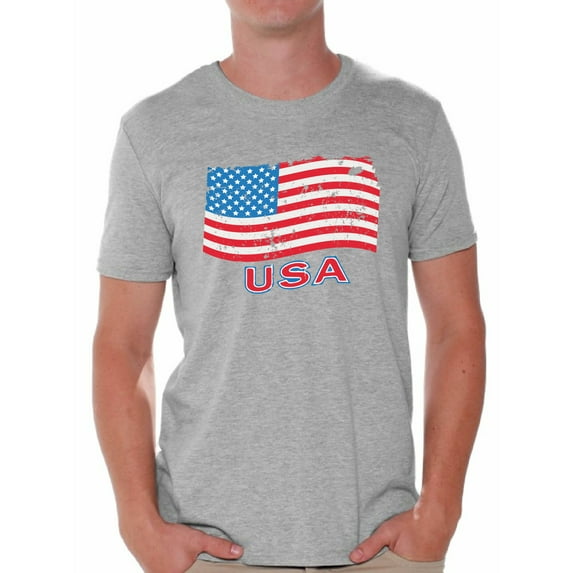 Awkward Styles Men's Distressed USA Flag Graphic T-shirt Tops USA Independence Day 4th Of July