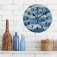 thumbnail image 3 of Yayeee 10" Wall Clock Battery Operated Quartz Round Silent Non-Ticking Home Decor, Blue Watercolor Ocean Waves, 3 of 6